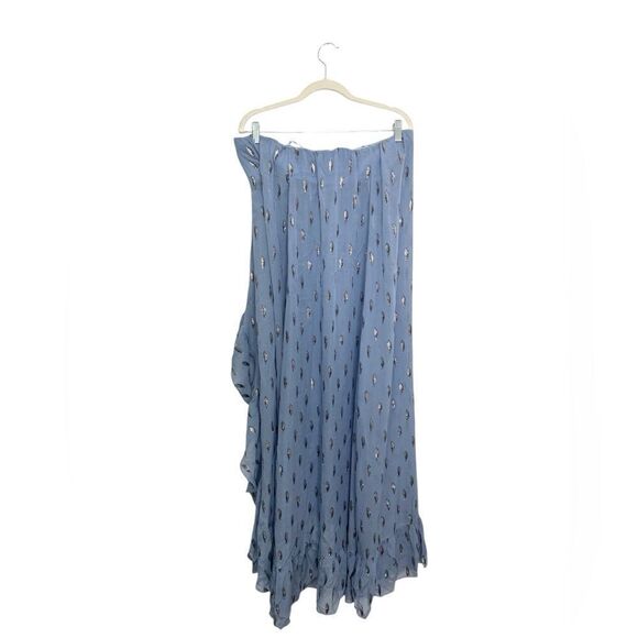 NWT Free People On My Mind Ruffle Maxi Silk Dress in Glacier blue - Picture 8 of 11